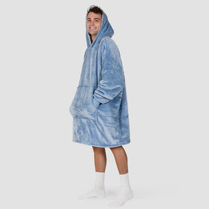 hooded blanket plain blue all over colour worn by aman