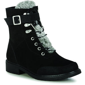 EMU Australia Waldron black sheepskin boots with laces and buckle with zip for easier fitting