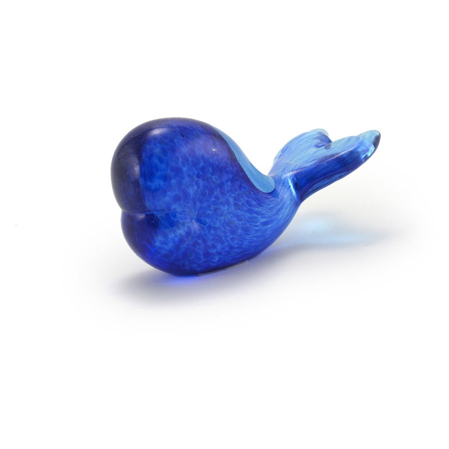 Hand made blue glass whale artwork