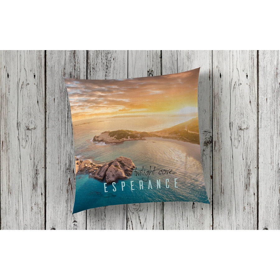 beautiful home decor and decorating cushion throw pillow nautical featuring beach Twilight Cove aerial shot at sunset by photographer Gary Alan