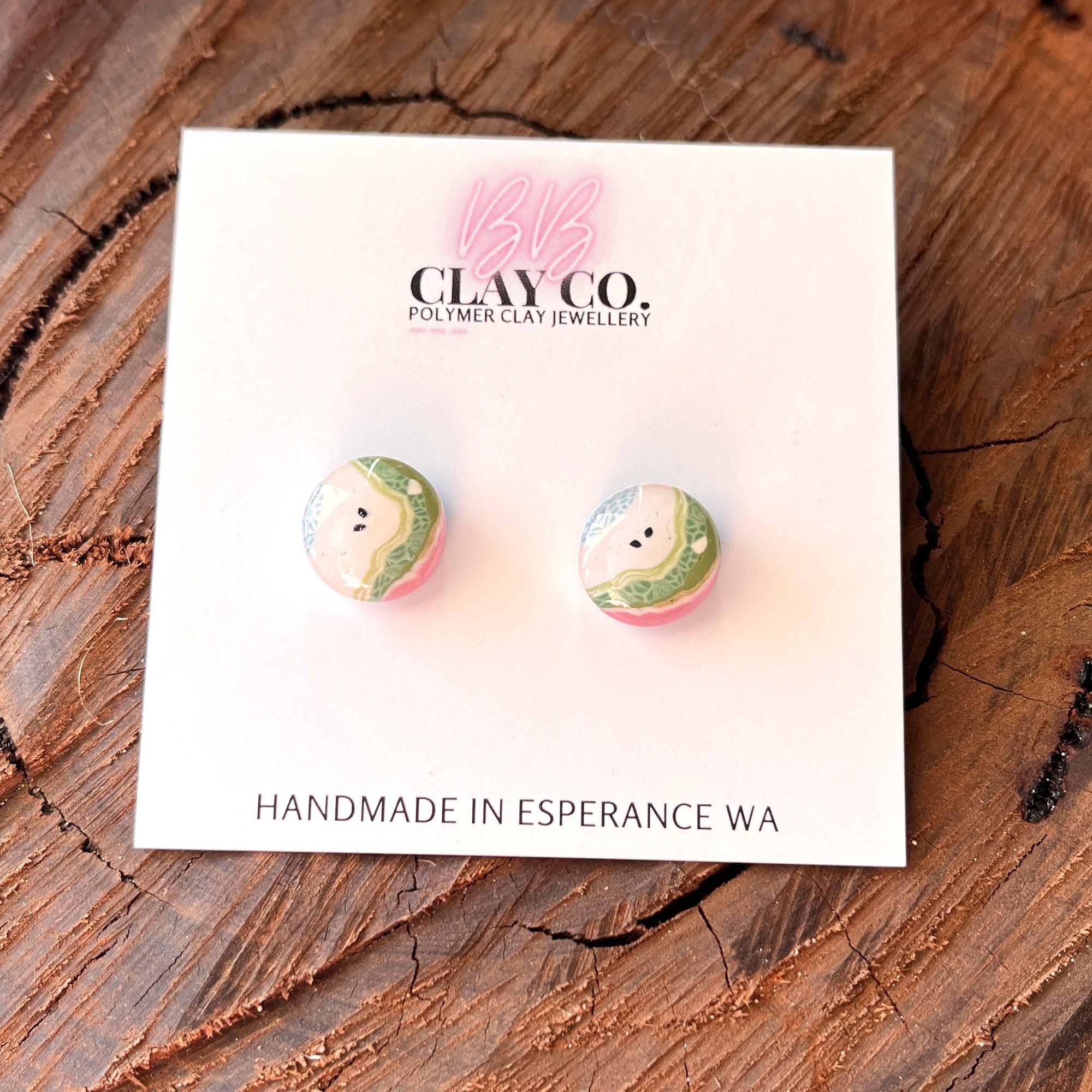 Lake Hillier | Clay Earrings | Mini Stud