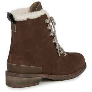 waterproof fashion wool lined ankle boot oak brown with light brown laces and metal lace hooks