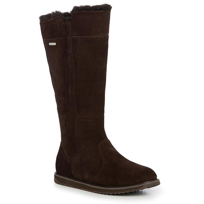 Emu Moonta tall waterproof sheepskin winter boots espresso brown colour side zip