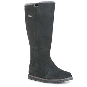 Emu Moonta tall waterproof sheepskin winter boots grey colour side zip