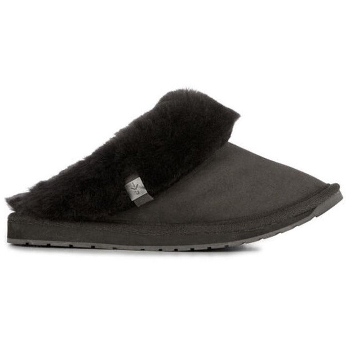 Emu Australia Platinum Eden wool lined sheepskin slide-on slippers Black colour
