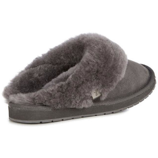 Emu Australia Platinum Eden wool lined sheepskin slide-on slippers charcoal grey colour