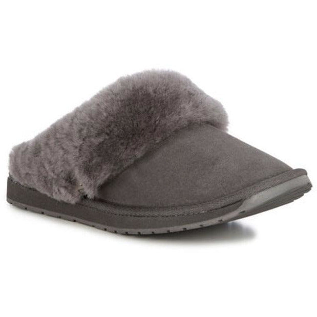 Emu Australia Platinum Eden wool lined sheepskin slide-on slippers charcoal grey colour