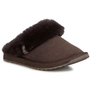 Emu Australia Platinum Eden wool lined sheepskin slide-on slippers Chocolate colour