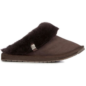 Emu Australia Platinum Eden wool lined sheepskin slide-on slippers Chocolate colour