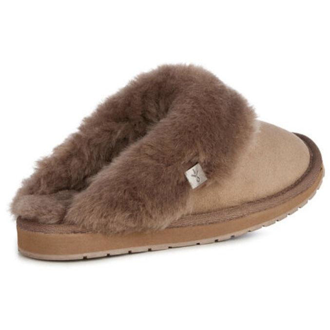 Emu Australia Platinum Eden wool lined sheepskin slide-on slippers Mushroom colour