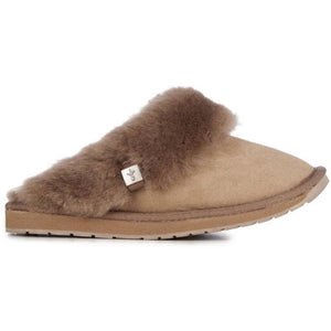 Emu Australia Platinum Eden wool lined sheepskin slide-on slippers Mushroom colour