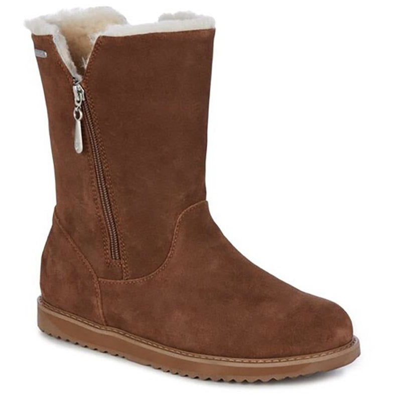 Emu Gravelly waterproof sheepskin boots with side zip in oak brown colour