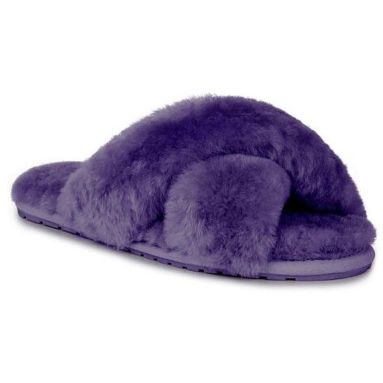 Emu Mayberry wool slippers crossover top open toe and heal, purple colour
