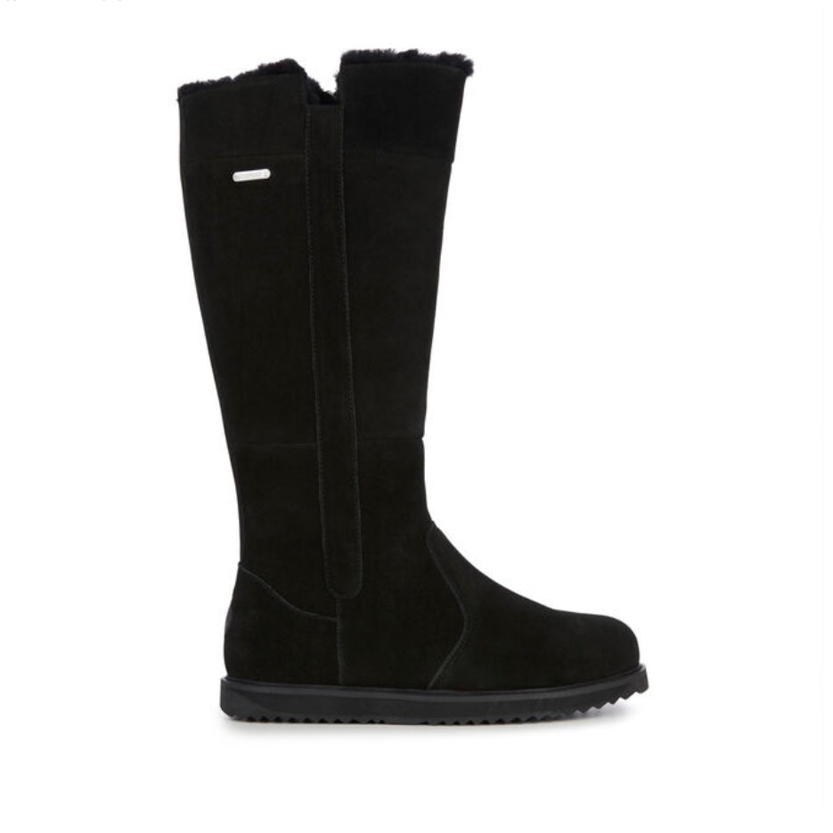 Emu Moonta tall waterproof sheepskin winter boots black colour side zip