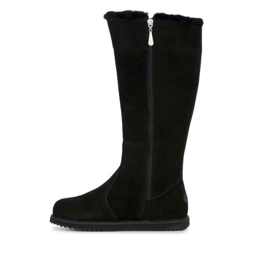 Emu Moonta tall waterproof sheepskin winter boots black colour side zip