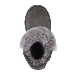 Emu Australia Platinum Lara Sheepskin boots made in Australia Charcoal colour with wool front panel