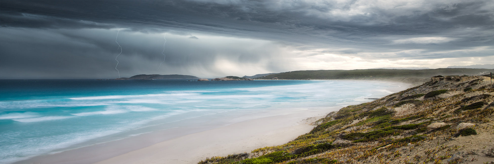 Fourth Beach Lightning Esperance Panorama Gary Alan Photography