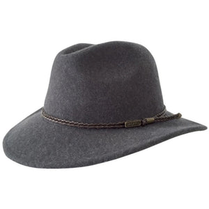 Jacaru Australia Fedora wool hat with leather band - grey colour