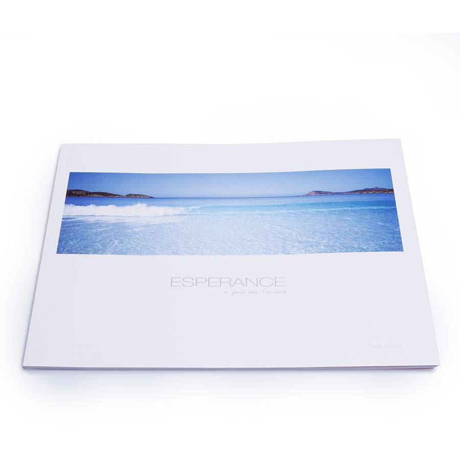 Esperance landscape photography book closed front cover with images by photographer Dan Paris