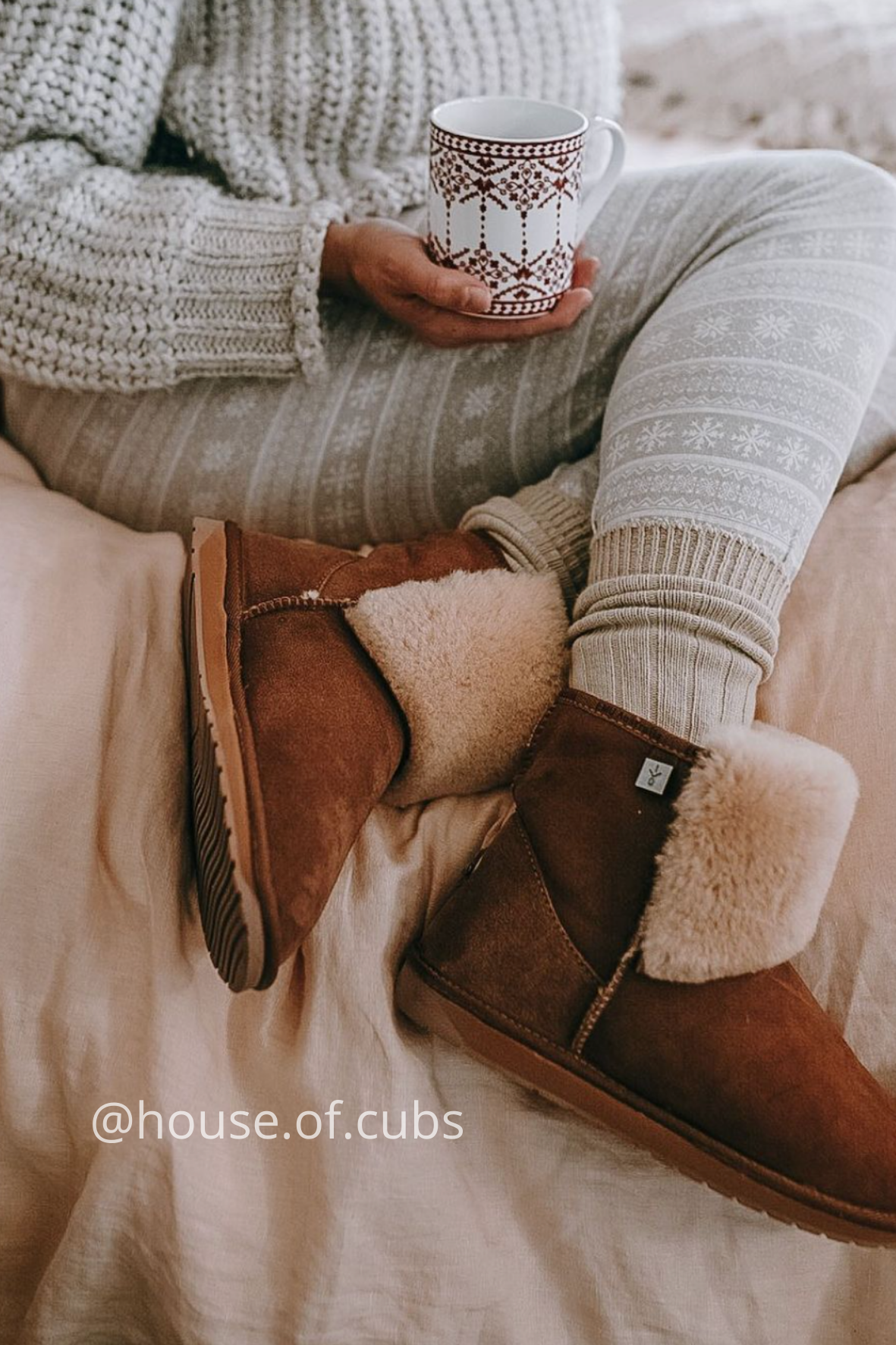 Emu Australia Platinum Lara Sheepskin boots made in Australia chestnut brown colour with wool front panel