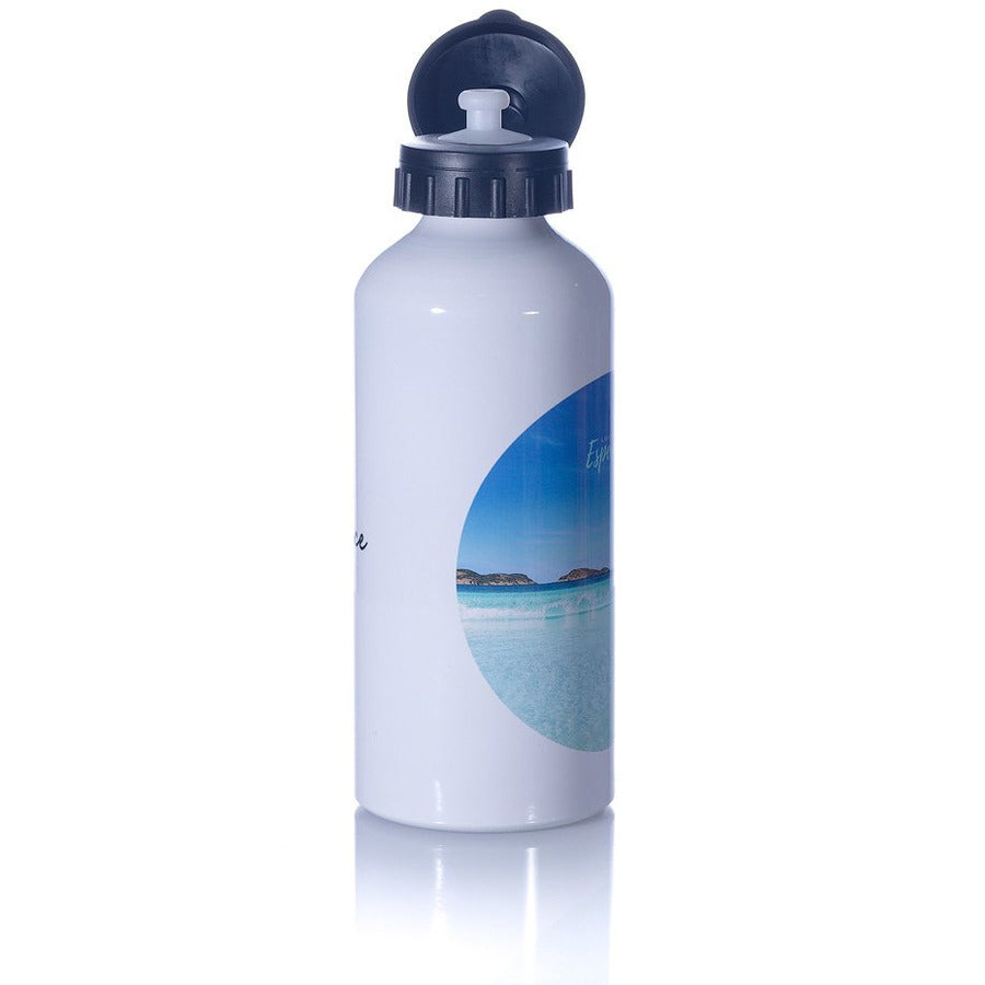 Eco Aluminium Bottle 600ml Lucky Bay Printed in Esperance White