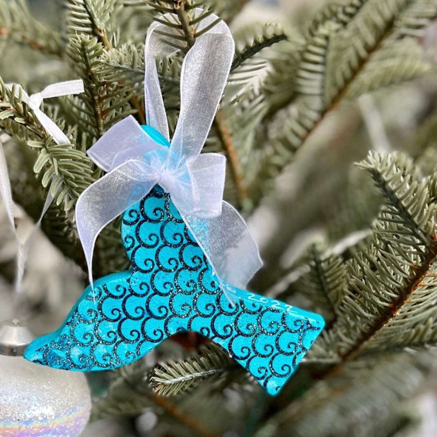 Whale Tail Hand Made Clay Christmas Ornament