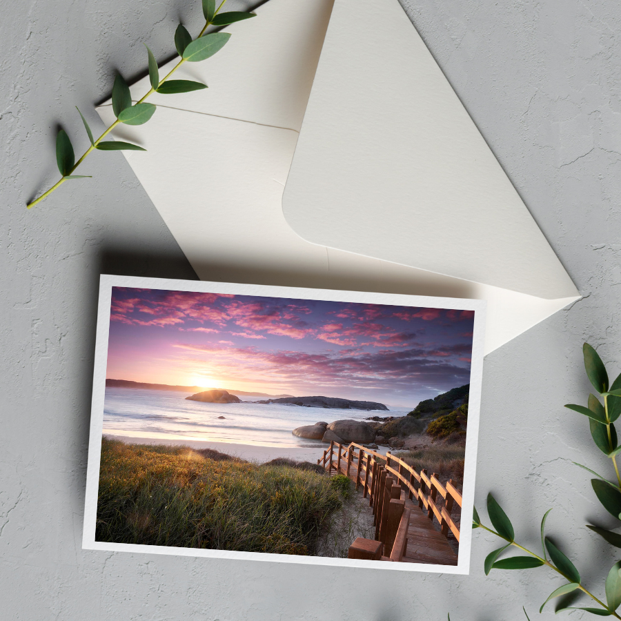 Card with Envelope | Twilight Beach Pink Sunrise