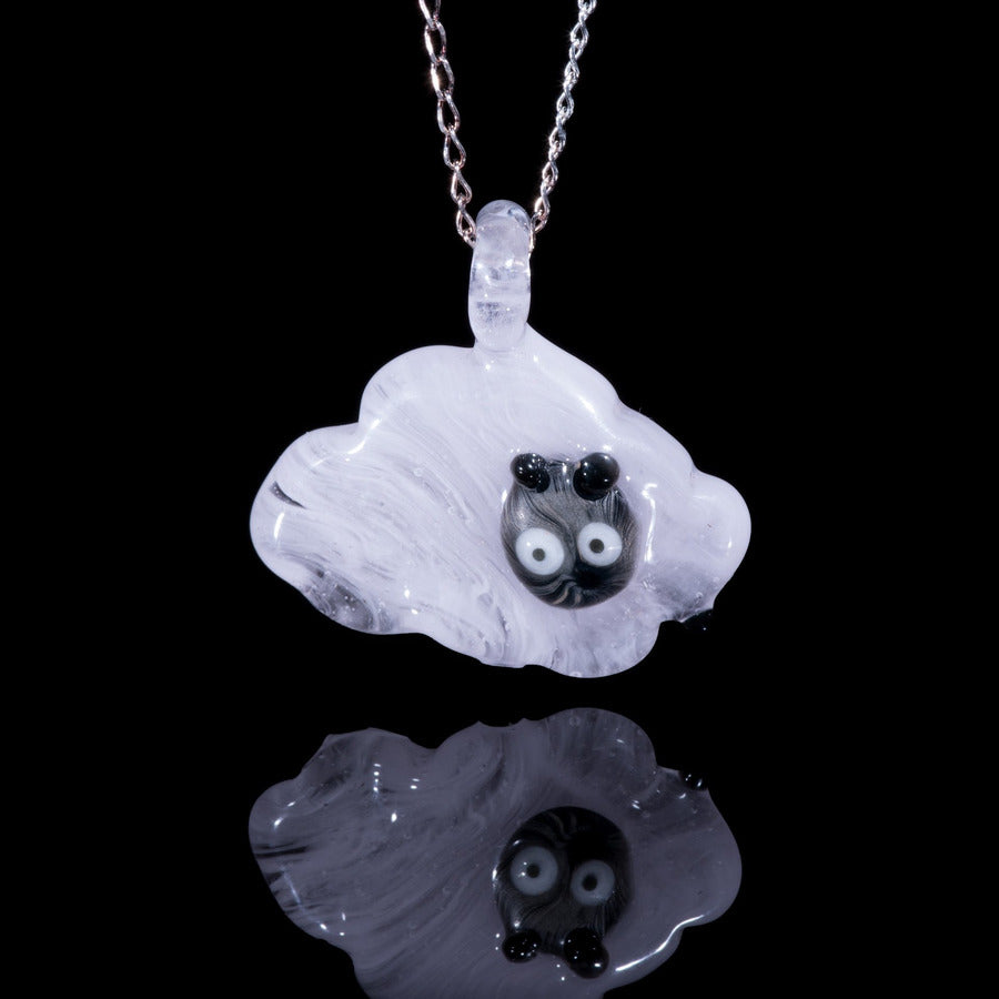 Cute little glass sheep pendant necklace on sterling silver chain