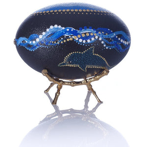Hand Painted Emu Egg | Surfing Dolphins